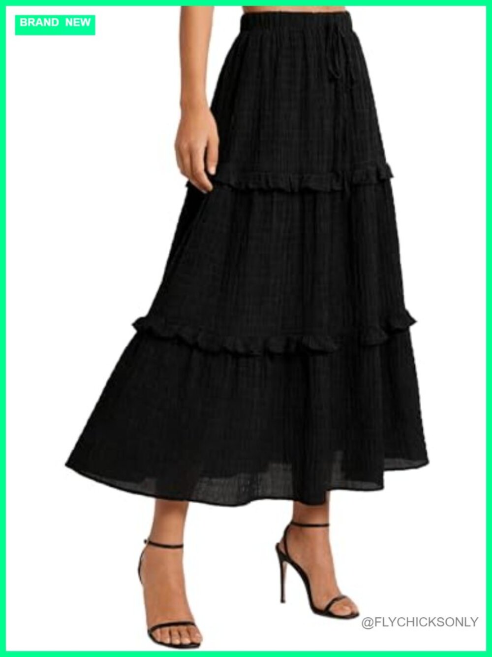INOGIH Women's Flowy A-Line Ruffle Maxi Skirt Renaissance Cosplay
